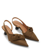 GANNI Soft Bow Slingback Pumps - Chicory Coffee