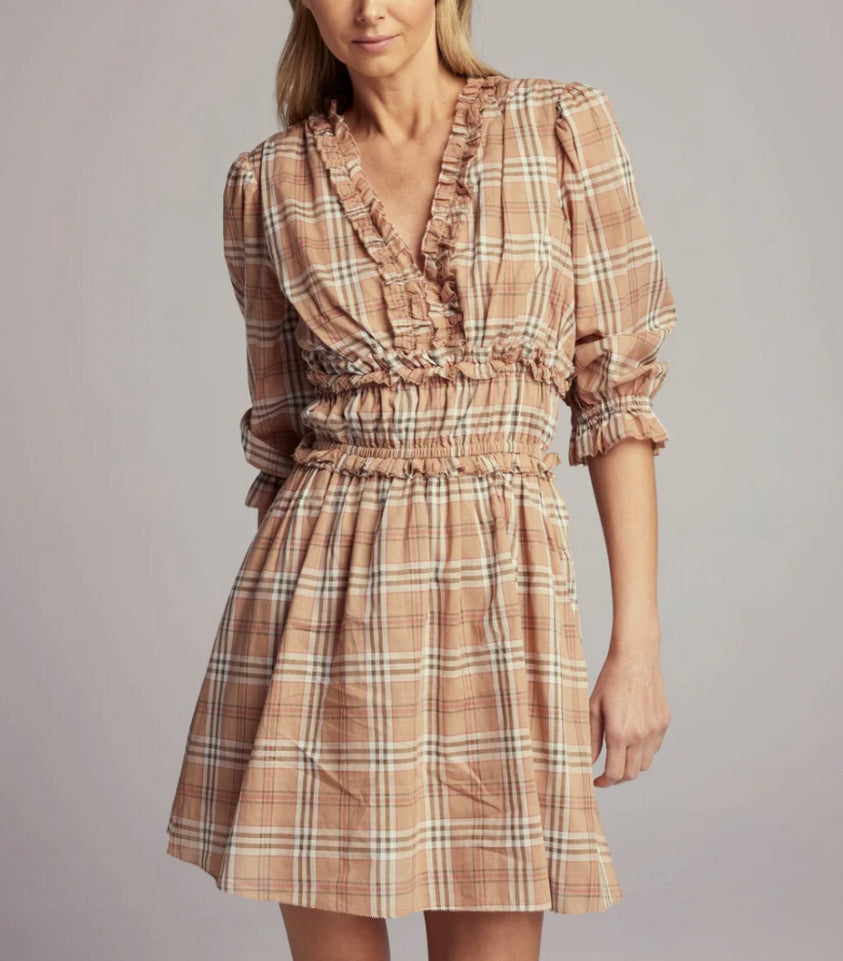 sundays Maisie Dress - Tannin Plaid
