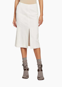 Dries Van Noten  Linen-Cotton Midi-Skirt - White