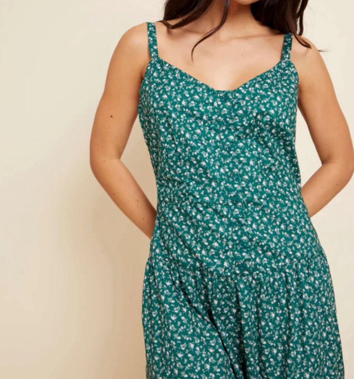 Nation Ltd Lucia Button Dress - Emerald Green