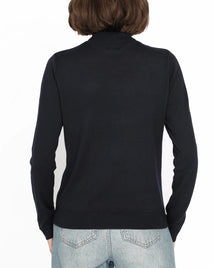 Minnie Rose Supima Cotton Cashmere Long Sleeve Turtleneck - Black