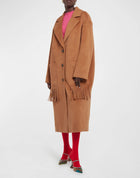 Apparis Eleanor Fringe Detail Duster Coat - Camel