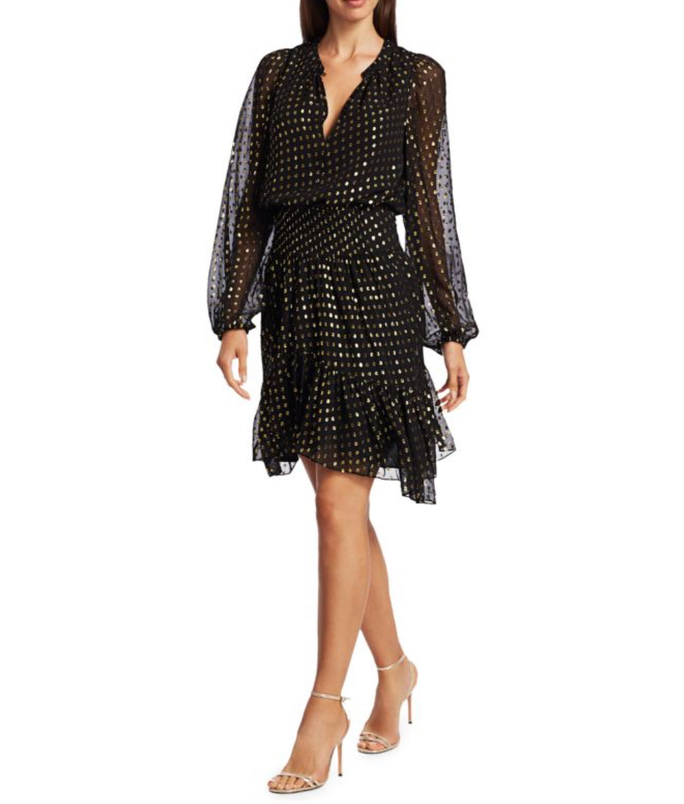 A.L.C. Sidney Metallic Dot Print Blouson Dress