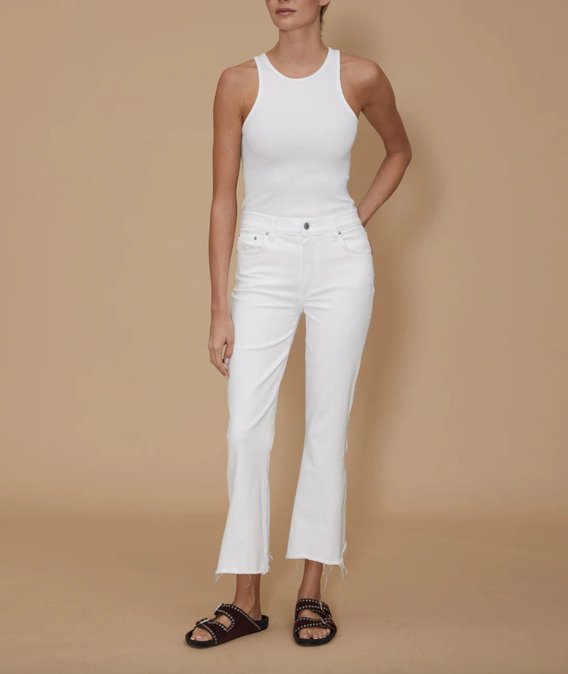 LE JEAN Bella Crop Flare - White