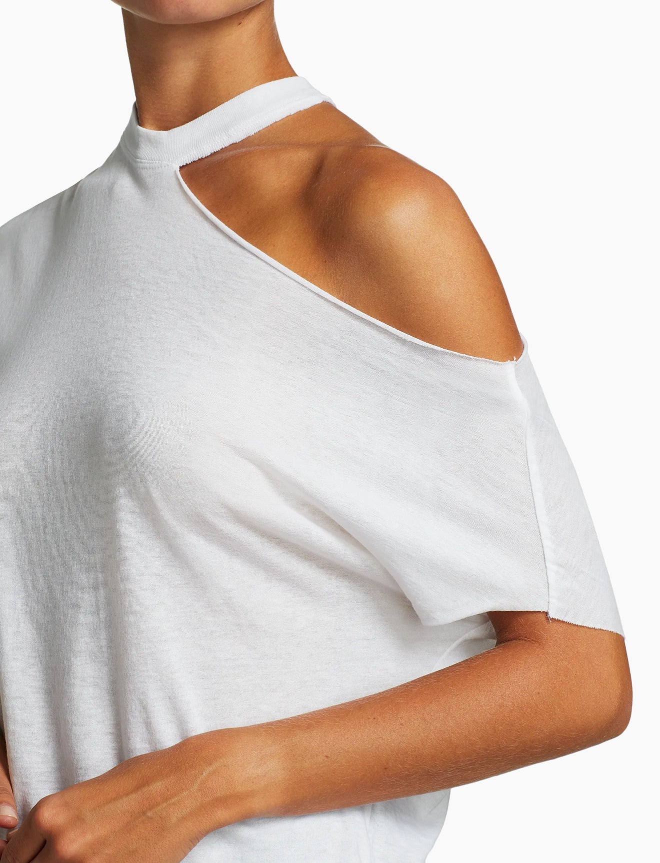 RtA Axel Cutout Cotton & Cashmere T-Shirt- White