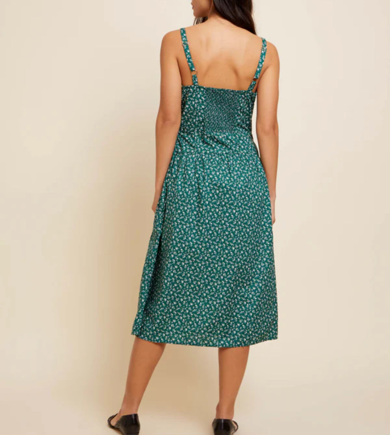 Nation Ltd Lucia Button Dress - Emerald Green