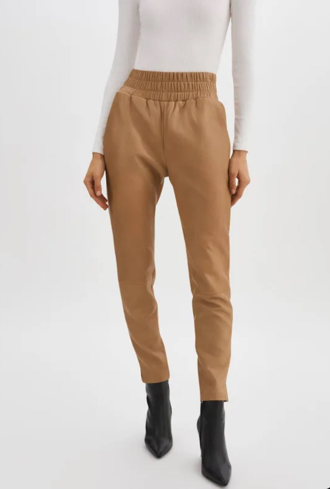 LaRoque Nineta Leather Joggers - Sesame