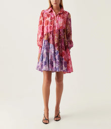 aje. Vision Smock Mini Dress - Kaleidoscopic Rose