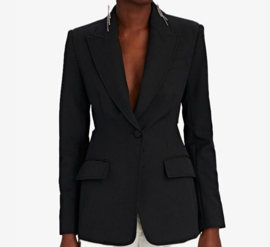 A.L.C. Carlyle Cut-Out Twill Blazer - Black
