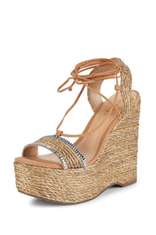 Schutz Aveline Embellished Wedge - Natural Desert