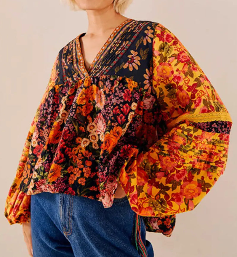 Farm Rio Flowers Garden Blouse