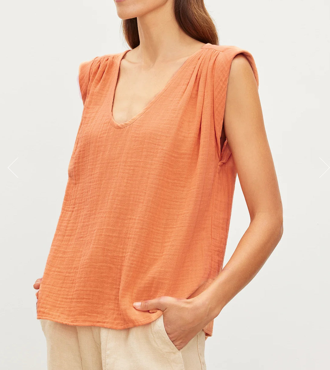 Velvet by Graham & Spencer Jayla Cotton Gauze Tank Top - Peach