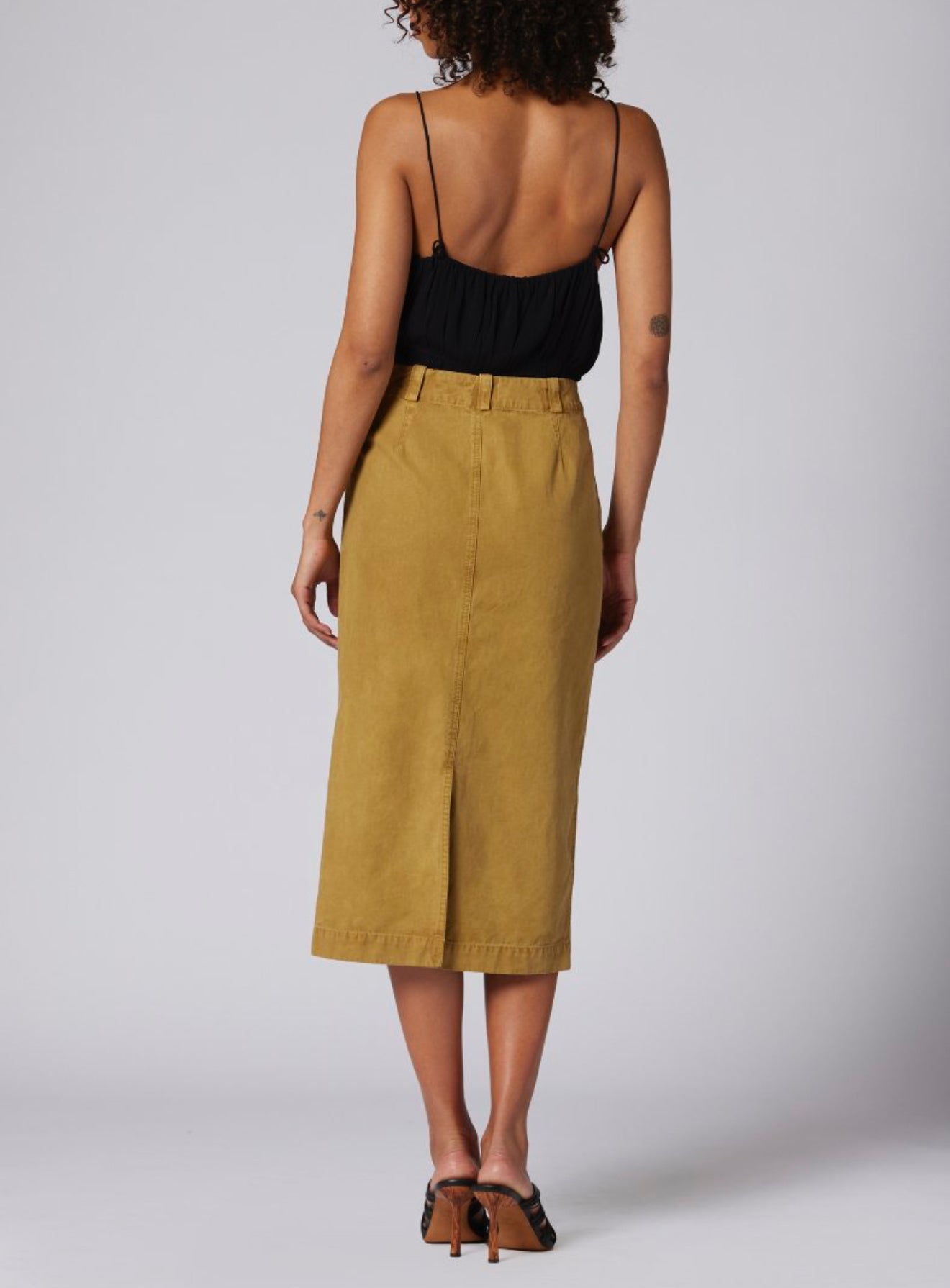 joie Riya Skirt - Ecru Olive Yellow
