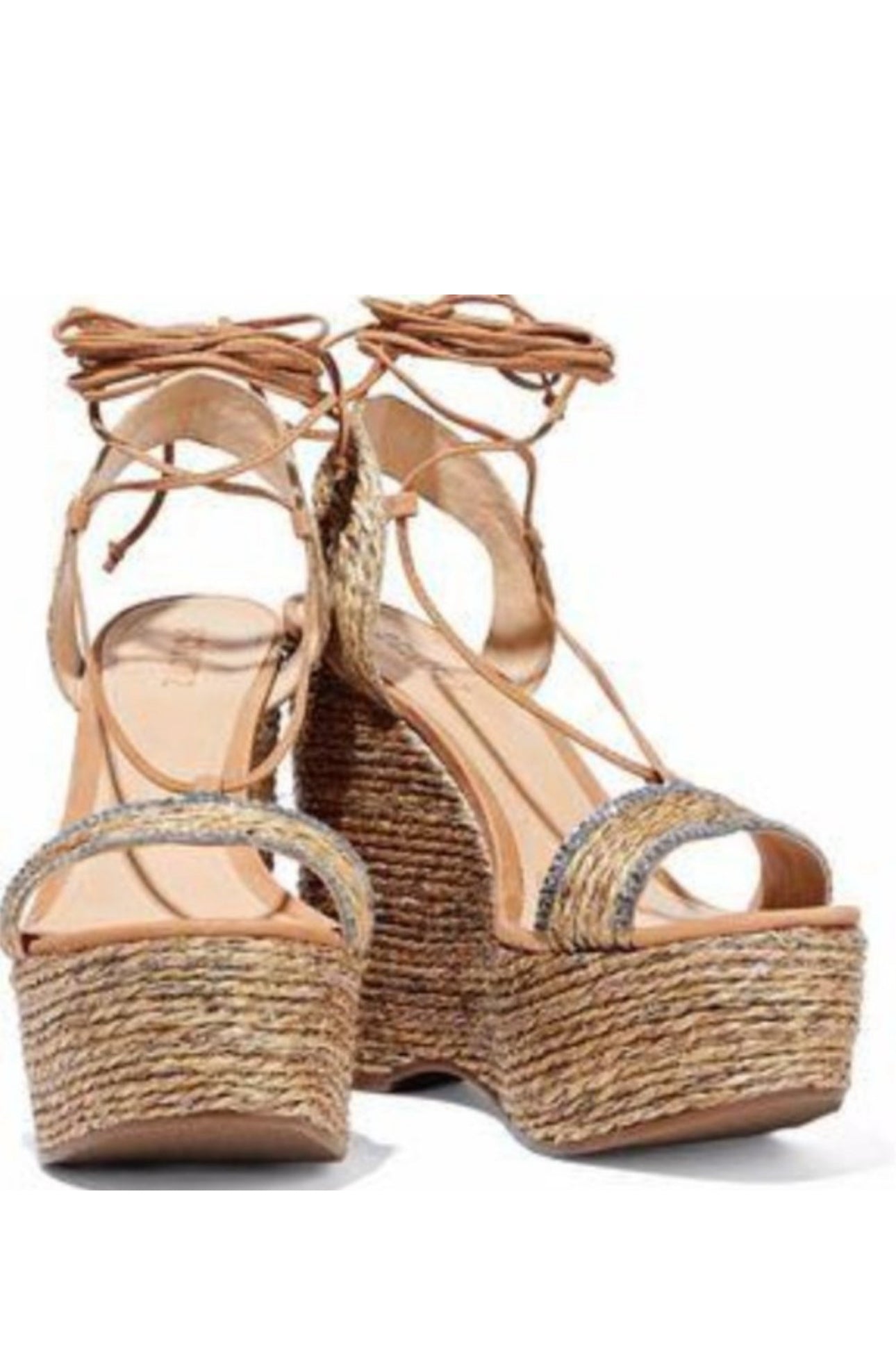 Schutz Aveline Embellished Wedge - Natural Desert