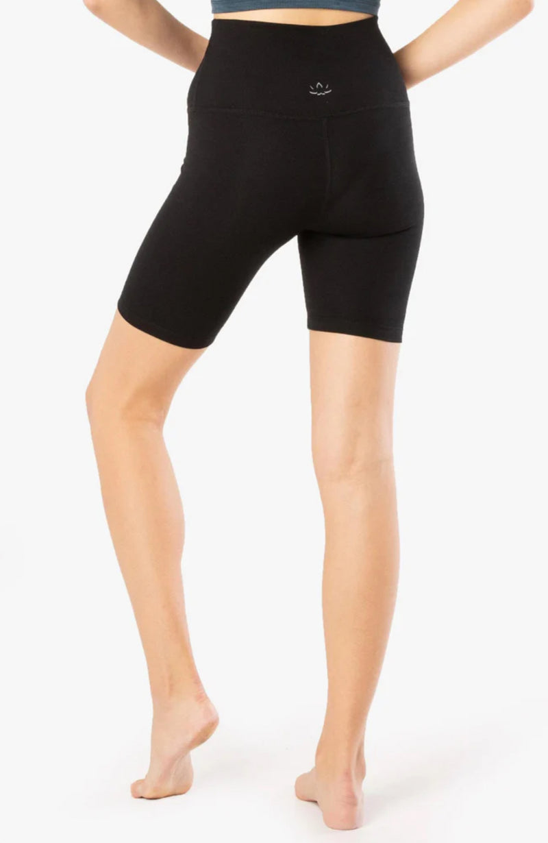 Beyond Yoga Rib High Waist Biker Short - Black Heather