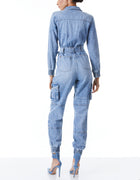 alice + olivia Etha Chambray Jumpsuit - Lightning Blue