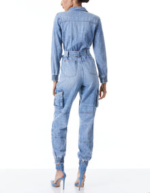 alice + olivia Etha Chambray Jumpsuit - Lightning Blue