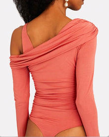 Jonathan Simkhai Gianna One Shoulder Jersey Bodysuit - Brick