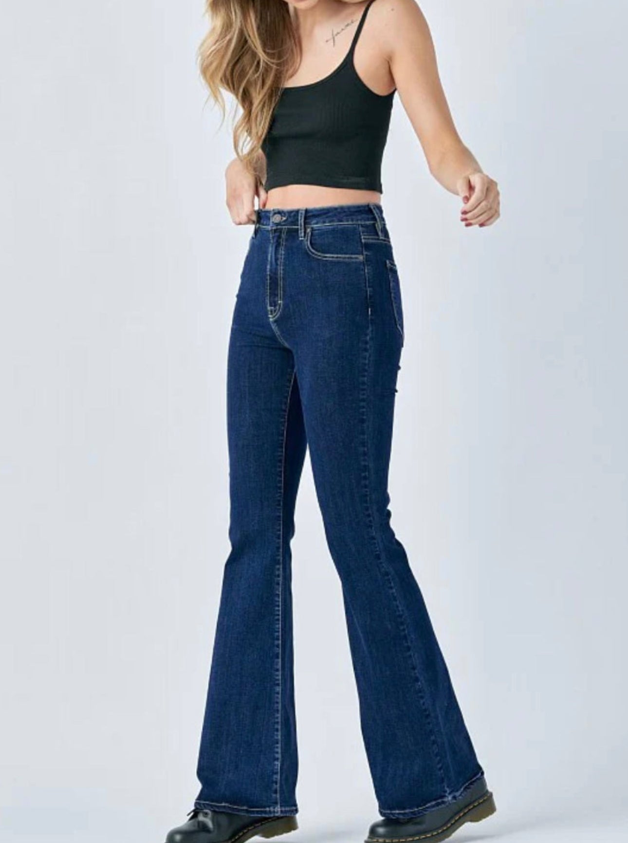 HIDDEN JEANS HAPPI HR CLEAN STRETCH FLARE JEAN