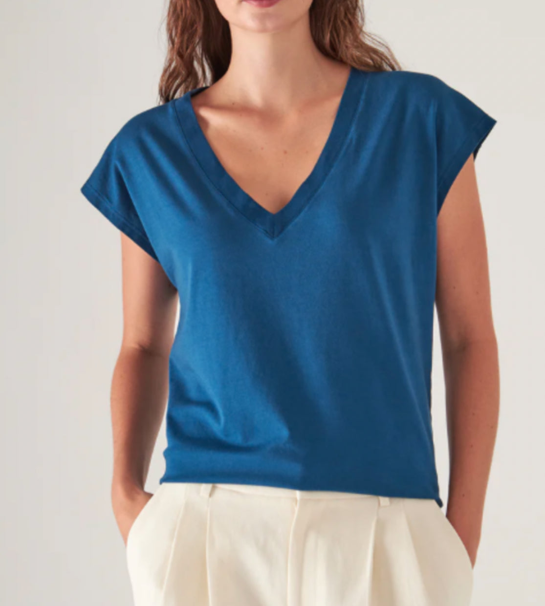 Patrick Assaraf Dolman V Neck Top - Indigo