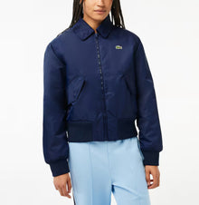 Lacoste Oversized Embroidered Logo Bomber Jacket - Navy
