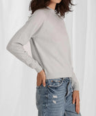 Minnie Rose Cashmere Long Sleeve Shrunken Crewneck Sweater - Light Heather Grey