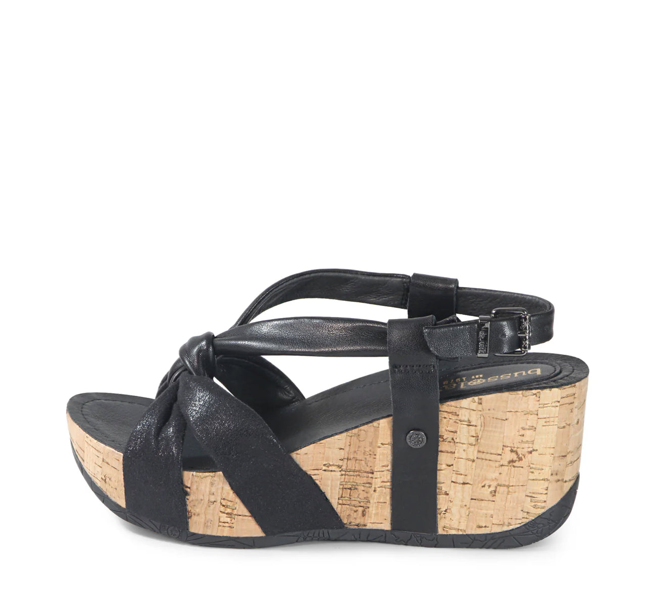 bussola Formentera Cross Straps Wedge Sandals (Nero)