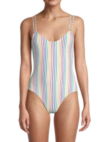 Solid & Striped The Lynn One Piece- Rainbow Pinstripe