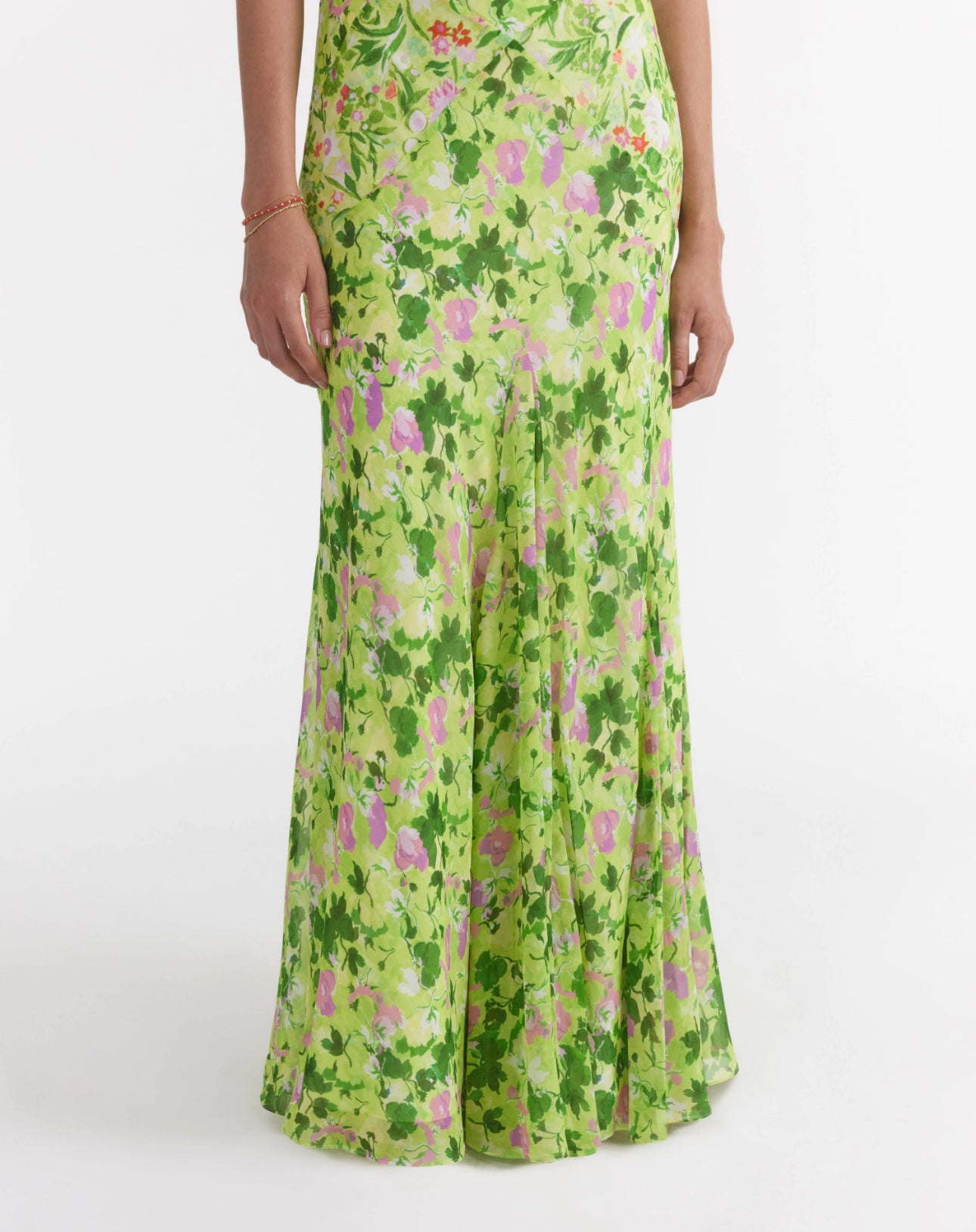 Saloni Cameron Dress in Bouquet - Lime Poppies