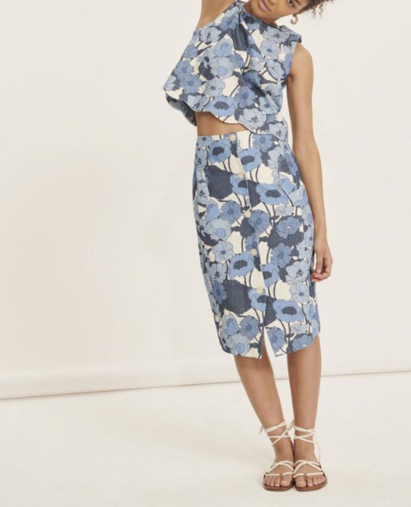 Tara Jarmon Jacoba Floral Denim Pencil Skirt