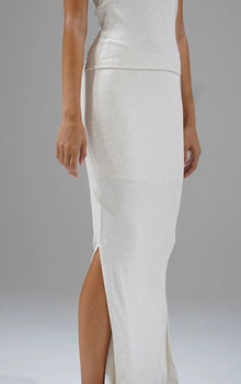 LNA Steph Rib Skirt - Heather White