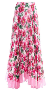 alice + olivia Katz Sunburst Pleated Maxi Skirt - High Tea Floral