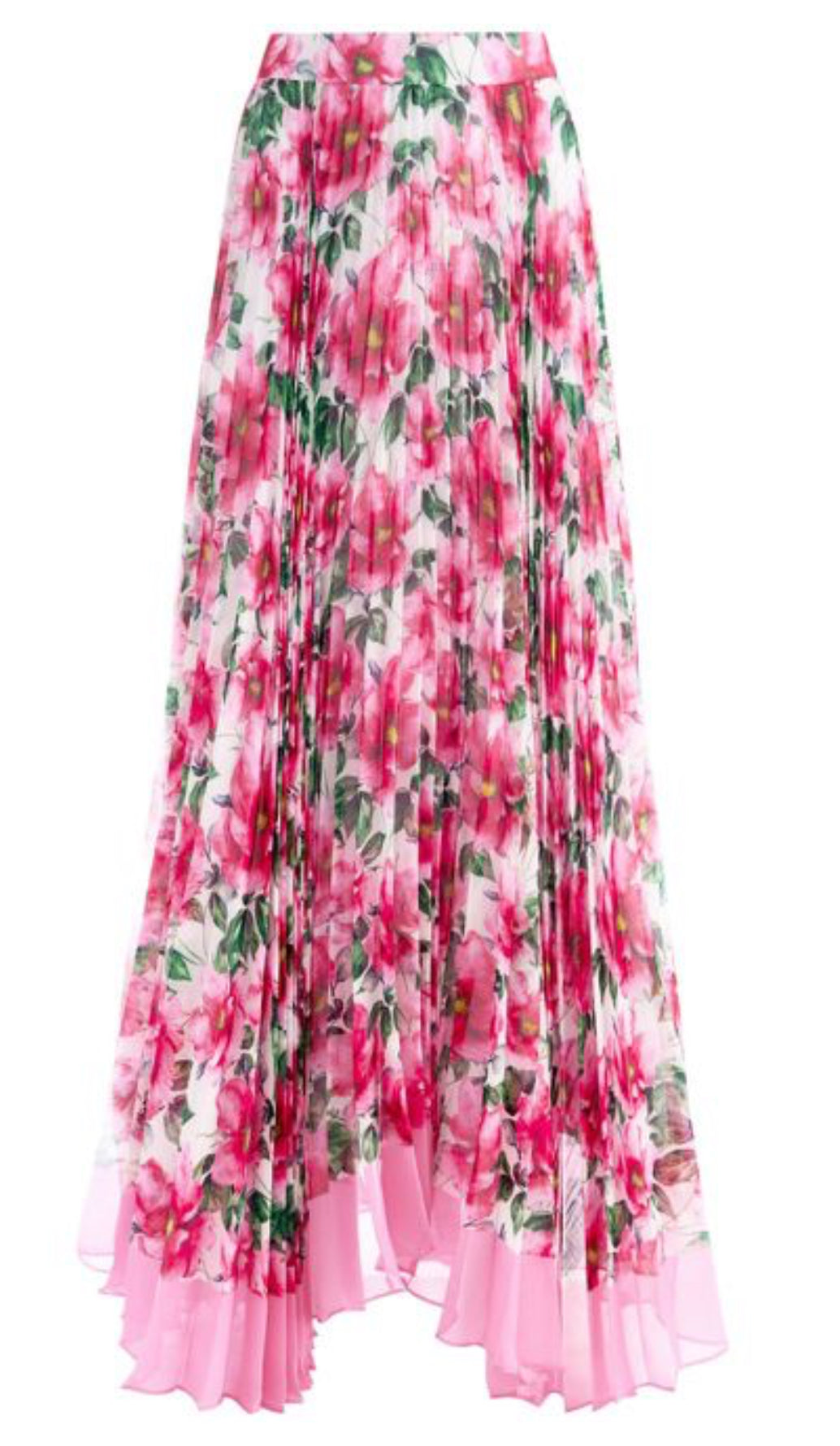 alice + olivia Katz Sunburst Pleated Maxi Skirt - High Tea Floral