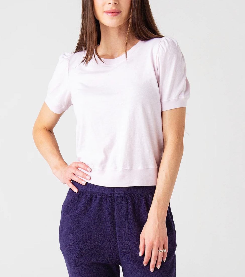 Sundry Puff Sleeve Banded Tee - Pink