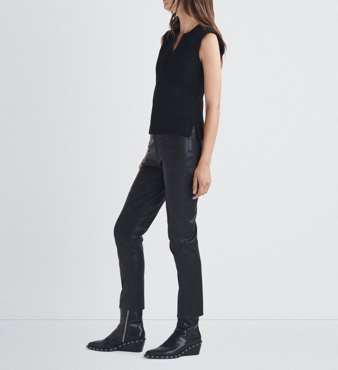 rag & bone Sonia Sleeveless Crepe Top - Black