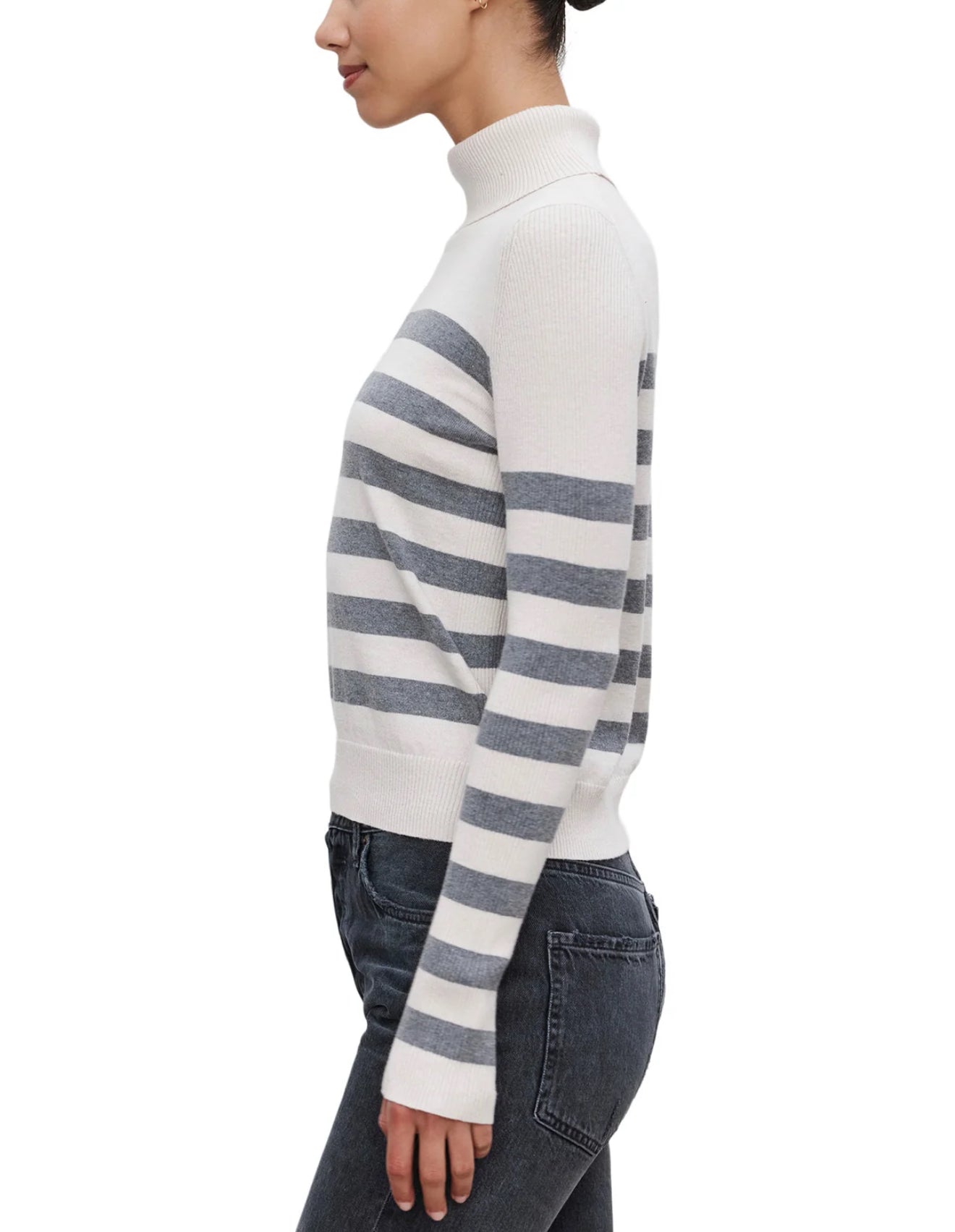Velvet Korie Striped Sweater - Chalk/Medium Heather Grey