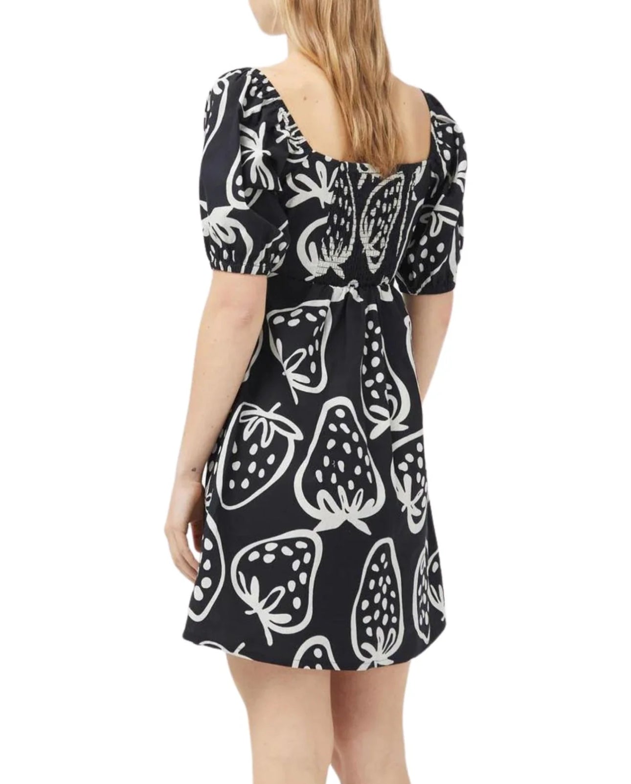 Compañia Fantastica Short Strawberry Print Dress - Black/White