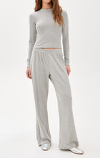 perfectwhitetee Pointelle Lounge Pants - Heather Grey
