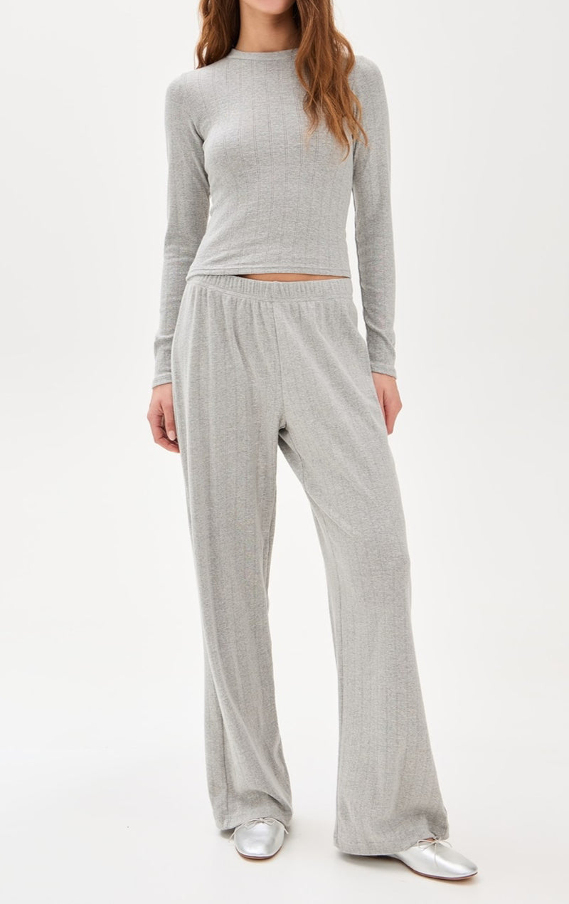 perfectwhitetee Pointelle Lounge Pants - Heather Grey