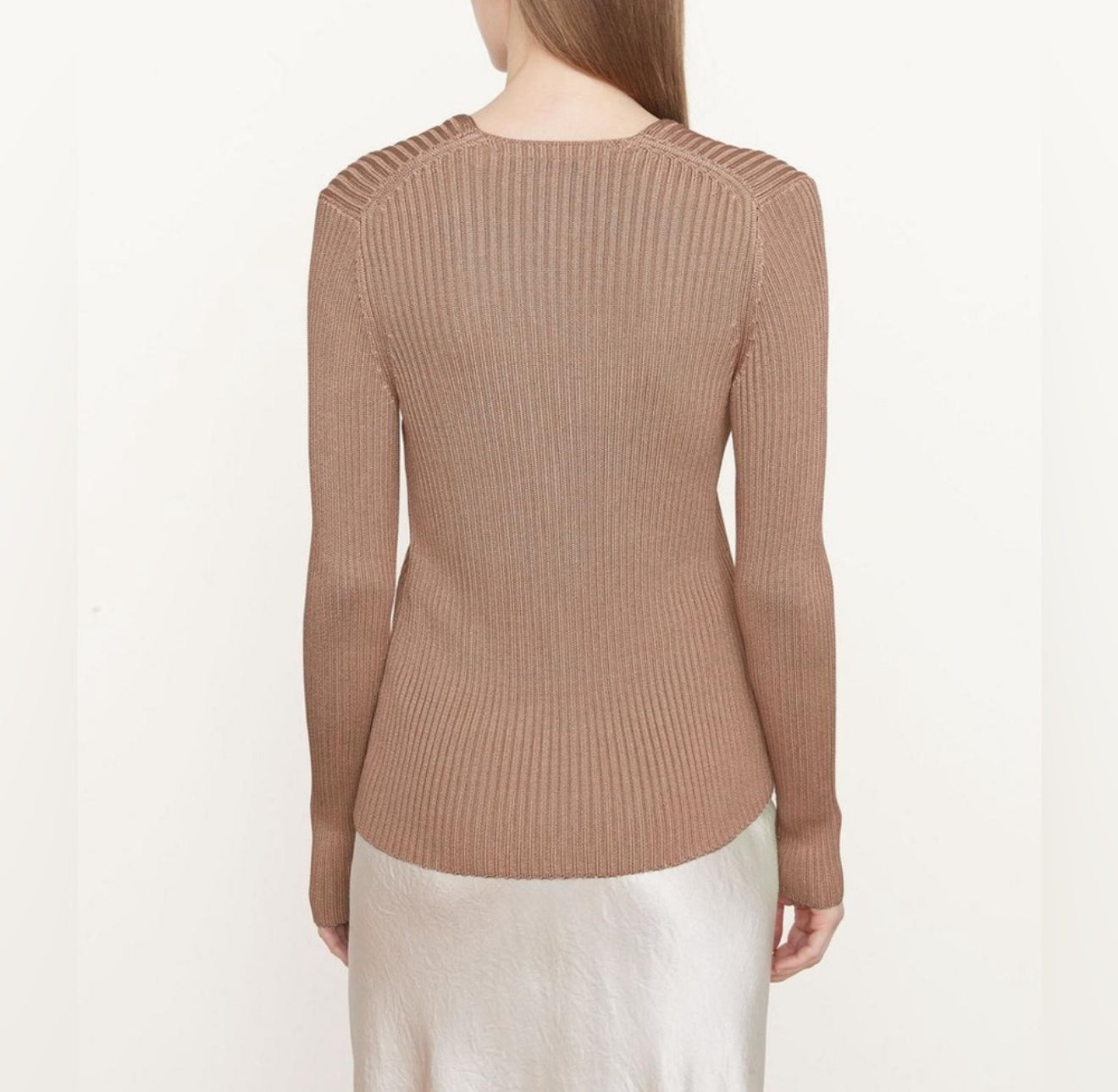 Vince Ribbed Button Cardigan - Chestnut