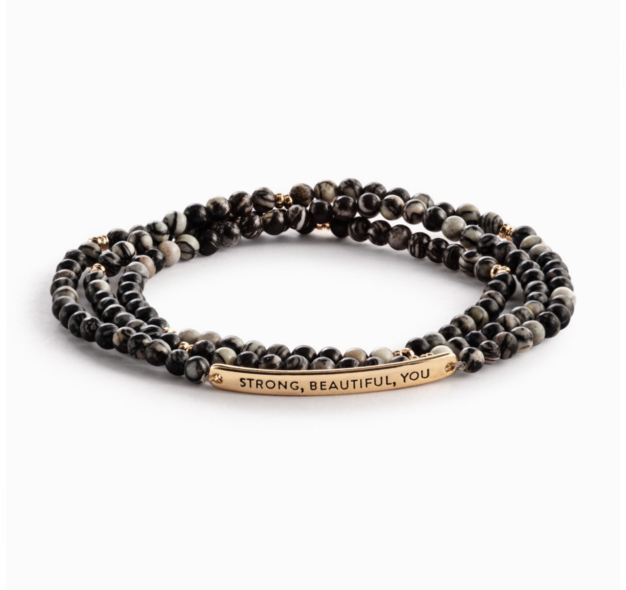 DEMDACO Strong-Beautiful-You Necklace/Bracelet - Black Mix