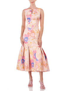 Kay Unger Fiora Tea Length Dress - Tangerine