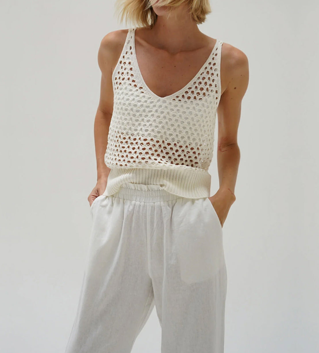 LNA Mavi Open Knit Tank - Ivory