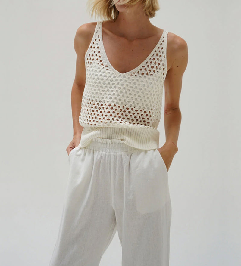 LNA Mavi Open Knit Tank - Ivory