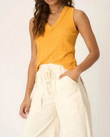 Project Social T Let Me Know Relaxed Slub V Neck Tank - Amber Glow