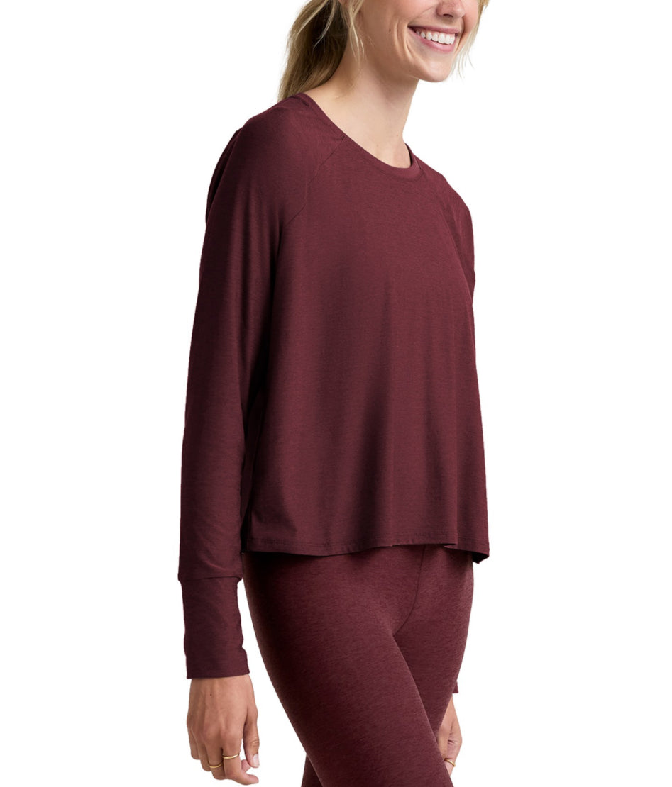 Beyond Yoga Featherweight Daydreamer Pullover - Midnight Burgundy Heather