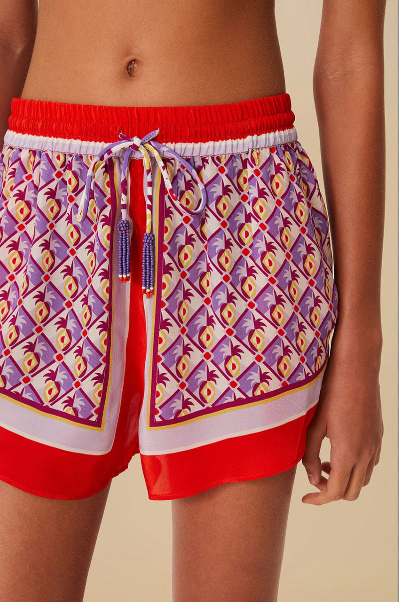 Farm Rio Multicolor Graphic Pineapple Scarf Shorts