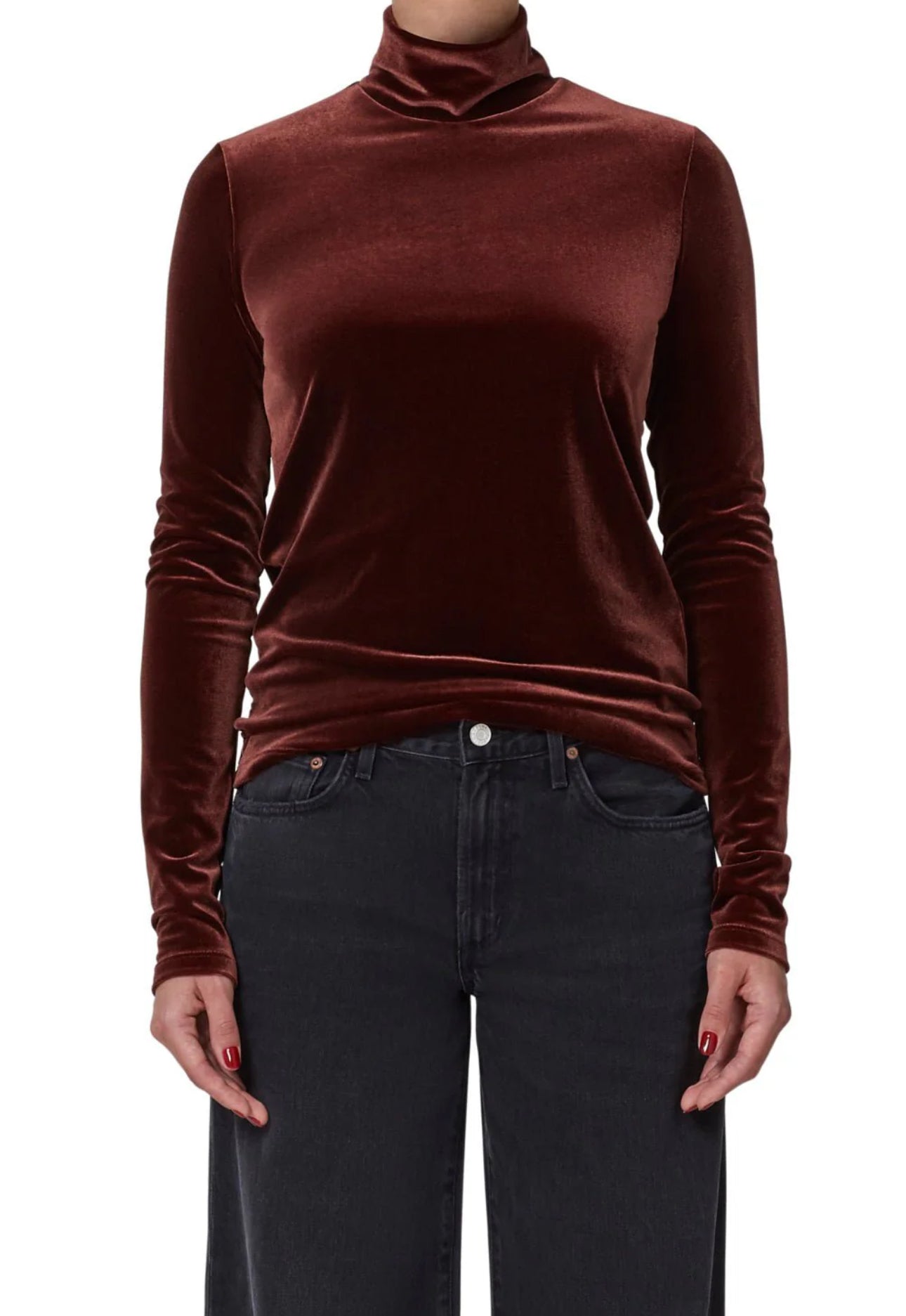 AGOLDE Pascale Turtleneck Top - Chocolate Milk