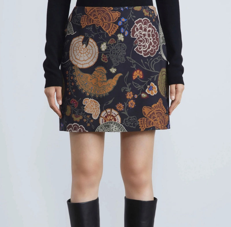 Lafayette 148 Bohemia Bloom Mini Skirt - Black
