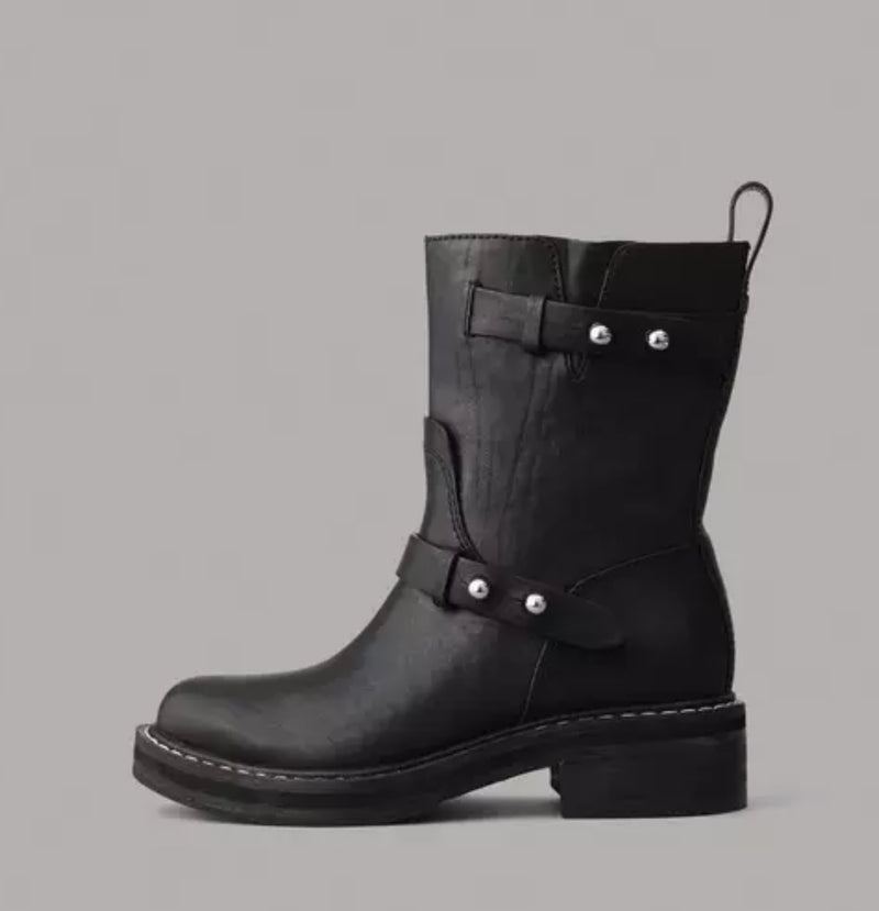 rag & bone RB Leather Moto Boots - Black